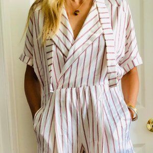 MAJE Playsuit white and red stripes